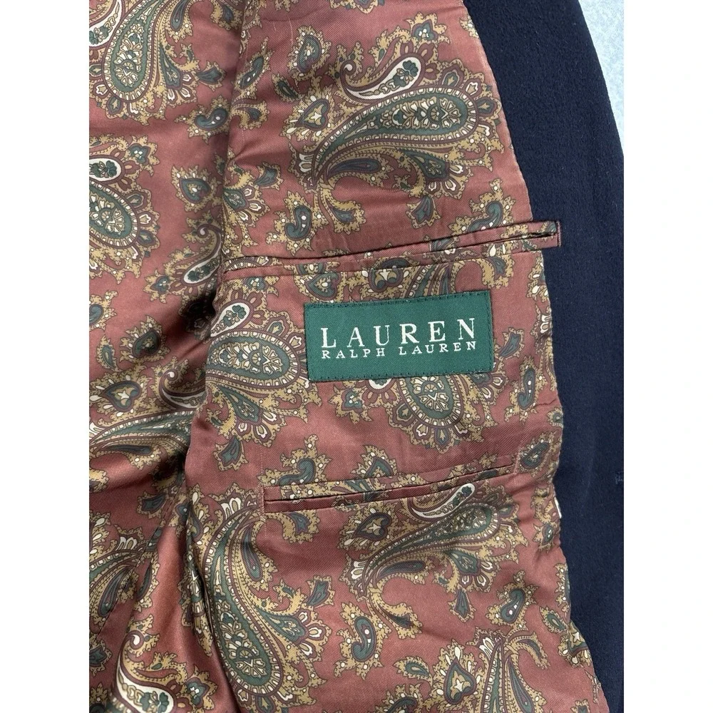 Lauren Ralph Lauren 40R Silk Wool Cashmere Black Sport Coat Blazer Paisley